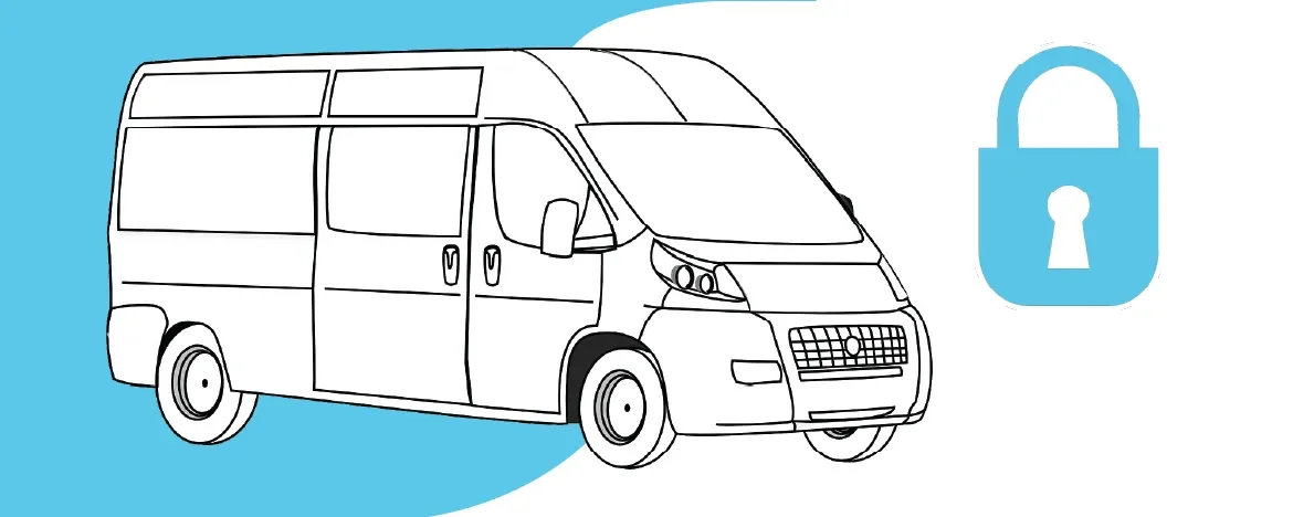 Van and lock symbol