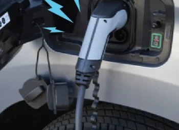 Close up of electric van charging